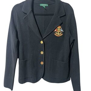 Ralph Lauren Black Knit Blazer large 100% cotton